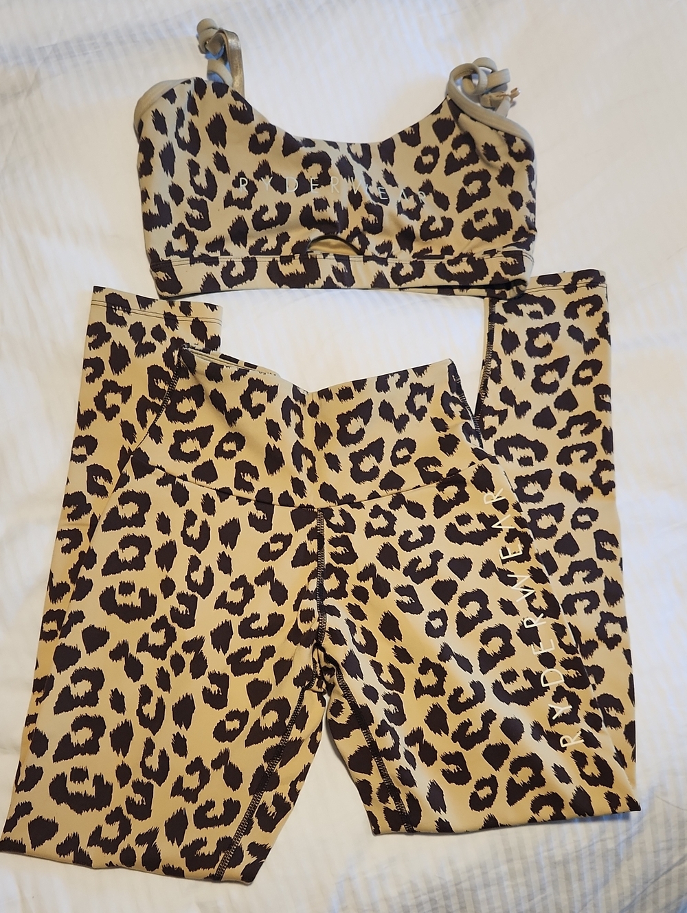 Ryderwear Leopard Print Leggings & Crop in Tan and Brown